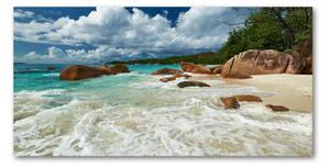Foto obraz sklo tvrzené pláž Seychely osh-107860755