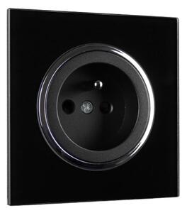 Elhard Zásuvka Rondo Glass so skleneným rámčekom, čierna - kompletná RG6100B