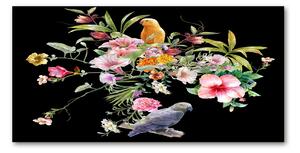 Foto-obraz na skle Kvety a vtáky osh-172830209