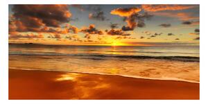Foto obraz sklo tvrzené Západ slnka pláž osh-40275478