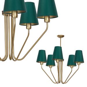 EUlight Luster Victoria, 5x zelené textilné tienidlo, g