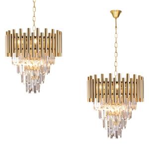 EUlight Luster Madison, 1x krištáľové/zlaté kovové tienidlo, (fi 45cm), g