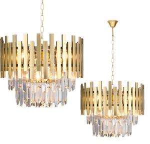 EUlight Luster Aspen, 1x krištáľové/zlaté kovové tienidlo, (fi 45cm), g