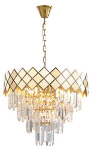 EUlight Luster Carisma II, 1x krištáľové/zlaté kovové tienidlo, (fi 50cm), g