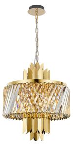 EUlight Luster Margot, 1x krištáľové/zlaté kovové tienidlo, (fi 43cm), g