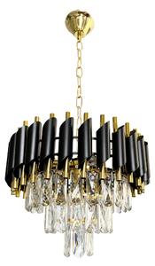 EUlight Luster Cristal, 1x krištáľové/zlaté/čierne kovové tienidlo, (fi 38cm), g