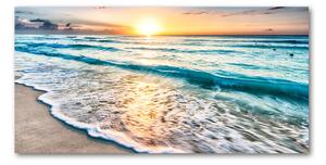 Foto obraz sklo tvrzené Západ slnka pláž osh-64168411