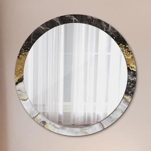 Okrúhle ozdobné zrkadlo na stenu Mramor a zlato