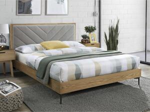 Drevená posteľ Sven 160x200, prírodná, sivá, vrátane roštu