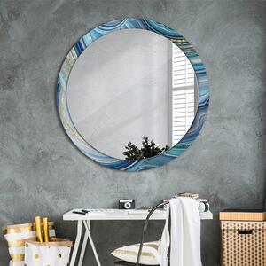 Okrúhle dekoračné zrkadlo s motívom Modrý mramor