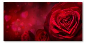Foto obraz sklenený horizontálny Červená ruža srdce