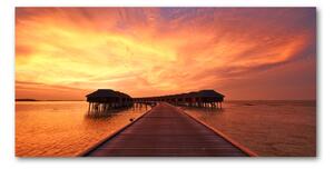 Foto obraz sklenený horizontálny Maledivy bungalovy