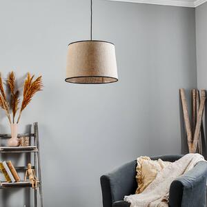 Závesná lampa Jute&black prírodná hnedá Ø40cm 1-pl