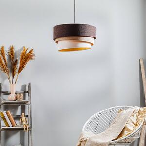 Závesná lampa Devon, hnedá/béžová/ekru/zlatá Ø45cm
