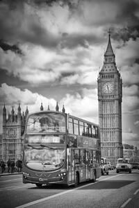 Umelecká fotografie LONDON Monochrome Houses of Parliament and traffic, Melanie Viola, (26.7 x 40 cm)