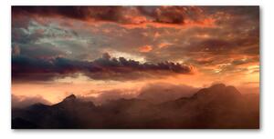 Foto obraz sklo tvrzené Západ slnka hory osh-90609919