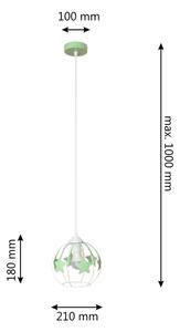 Detský luster na lanku STARS 1xE27/15W/230V zelená/biela