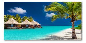 Foto obraz sklo tvrzené Maledivy bungalovy osh-97187351