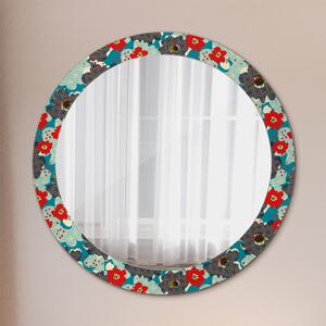 Okrúhle zrkadlo s potlačou Retro kvety vzor
