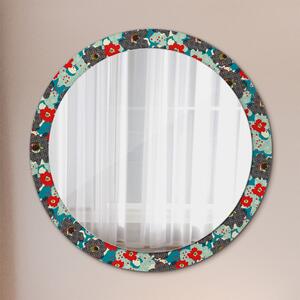 Okrúhle zrkadlo s potlačou Retro kvety vzor