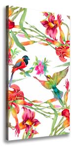 Vertikálny foto obraz na plátne Vtáky a kvety