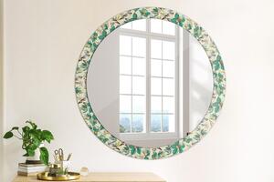 Okrúhle zrkadlo s potlačou Kvety a vtáky