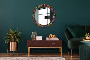 Okrúhle zrkadlo s potlačou Ručne maľované kvety
