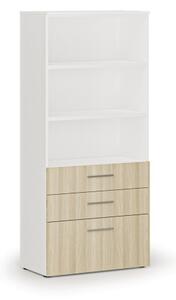 Kancelárska skriňa s kombinovanými zásuvkami PRIMO WHITE, 1781 x 800 x 420 mm, biela/dub pr