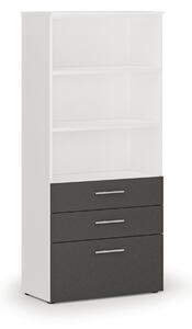 Kancelárska skriňa s kombinovanými zásuvkami PRIMO WHITE, 1781 x 800 x 420 mm, biela/grafit