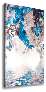 Vertikálny foto obraz na plátne Kvety a motýle