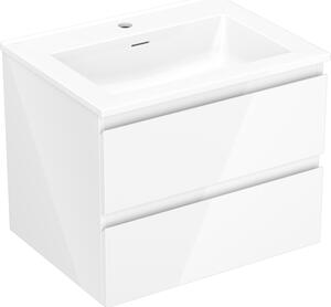 Mexen Orio, kúpeľňová skrinka 60 cm s umývadlom Otis, 2 zásuvky, biela lesklá, 91A10-06047-2-BFF00-W18M00