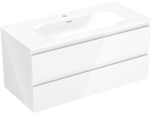 Mexen Orio Kúpeľňová skrinka 100 cm s umývadlom Vela, 2 zásuvky, biely lesk - 91A10-10047-2-BFF00-W23M00