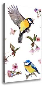 Vertikálny fotoobraz fotografie na plátne Vtáky a kvety