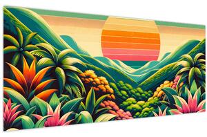 Obraz - Pestrofarebný západ slnka (120x50 cm)
