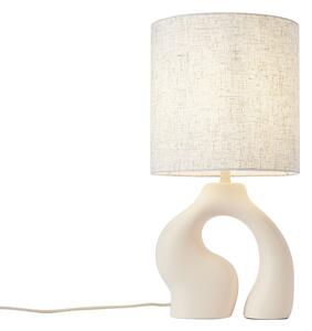 Japandi stolná lampa béžová s ľanovým tienidlom - Dahlia