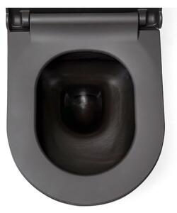CERANO - Závesná WC misa Puerto, Rimless - grafitová šedá matná - 35x50 cm