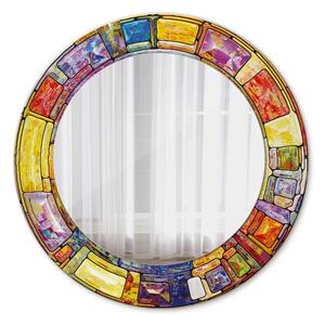Okrúhle ozdobné zrkadlo Farebné okno z farebného skla