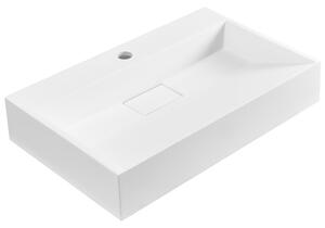 Nástenné závesné kúpeľňové umývadlo matná biela minerálny odliatok 60 x 38 cm obdĺžnikové