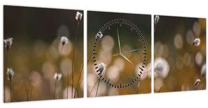 Obraz - Lúka s cottongrass N⁰2 (s hodinami) (90x30 cm)