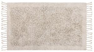 Koberec béžový bavlnený 80 x 150 cm vysoký vlas ozdobné strapce boho dizajn