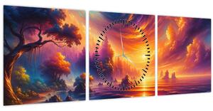 Obraz - Magický svet (s hodinami) (90x30 cm)