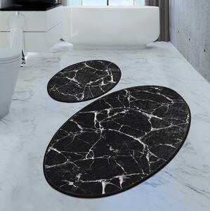 SADA 2x Kúpeľňová predložka MARBLE 50x60/60x100 cm čierna