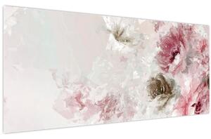 Obraz - Maľba ružových kvetov (120x50 cm)