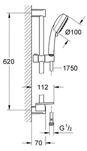 GROHE Tempesta Cosmopolitan sprchový set 100 2jet, tyč 62cm, s poličkou, chróm. 27928002