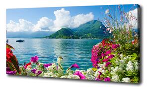 Moderný fotoobraz canvas na ráme Kvety nad jazerom