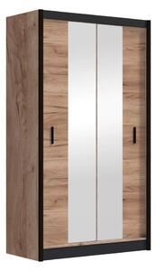 Šatní skriňa MIRO 120x215 cm dub craft s zrkadlom čierna