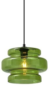 Retro závesná lampa čierna so zeleným sklom - Denise
