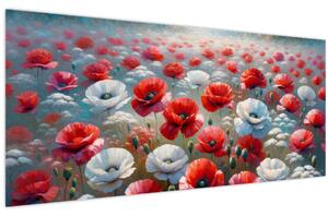 Obraz - Pole vlčích makov (120x50 cm)
