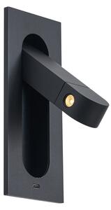 Moderné nástenné svietidlo čierne vrátane LED a portu USB-C - Hilton