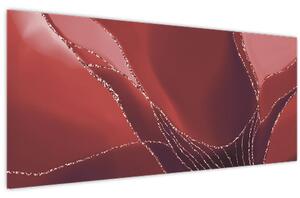 Obraz - Červená abstraktná kvetina N⁰2 (120x50 cm)